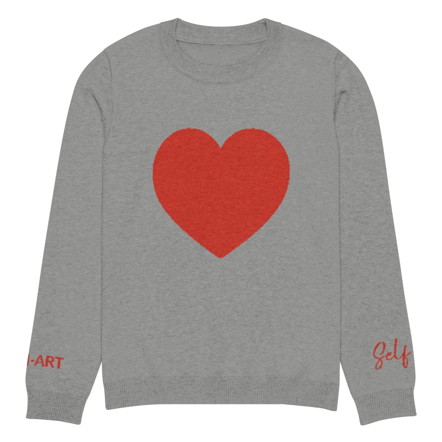 Heart - Knitted Crew Neck Sweater GREY | Crew Neck Knitted Sweater
