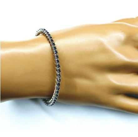 Wire Wrapped Amethyst Crystal Tennis Bracelet Bangle