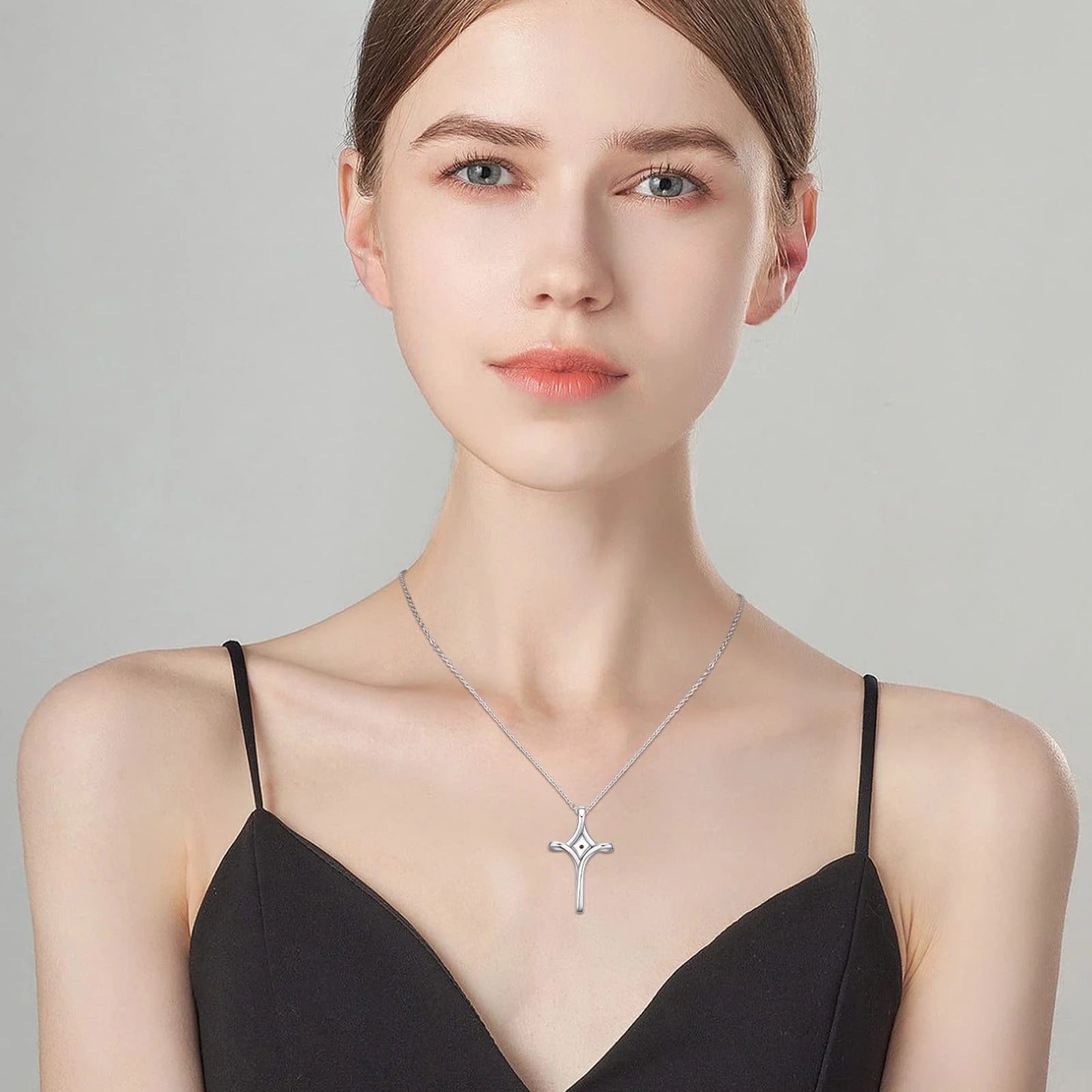 Mustard Seed Faith Cross Necklace 925 Sterling Silver Faith Hope Love Pendant Necklace Inspirational Religious Necklace Christian Faith Jewelry Gift for Women